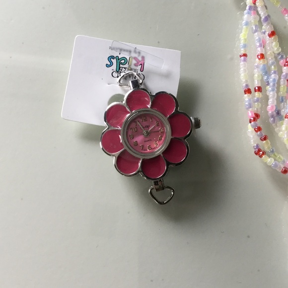 Girls’ Kids’ Pink Flower Face Swap Watch & 2 Bands - Picture 2 of 3